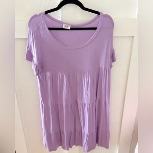 BiBi Lavender Tiered Short Sleeve Tunic